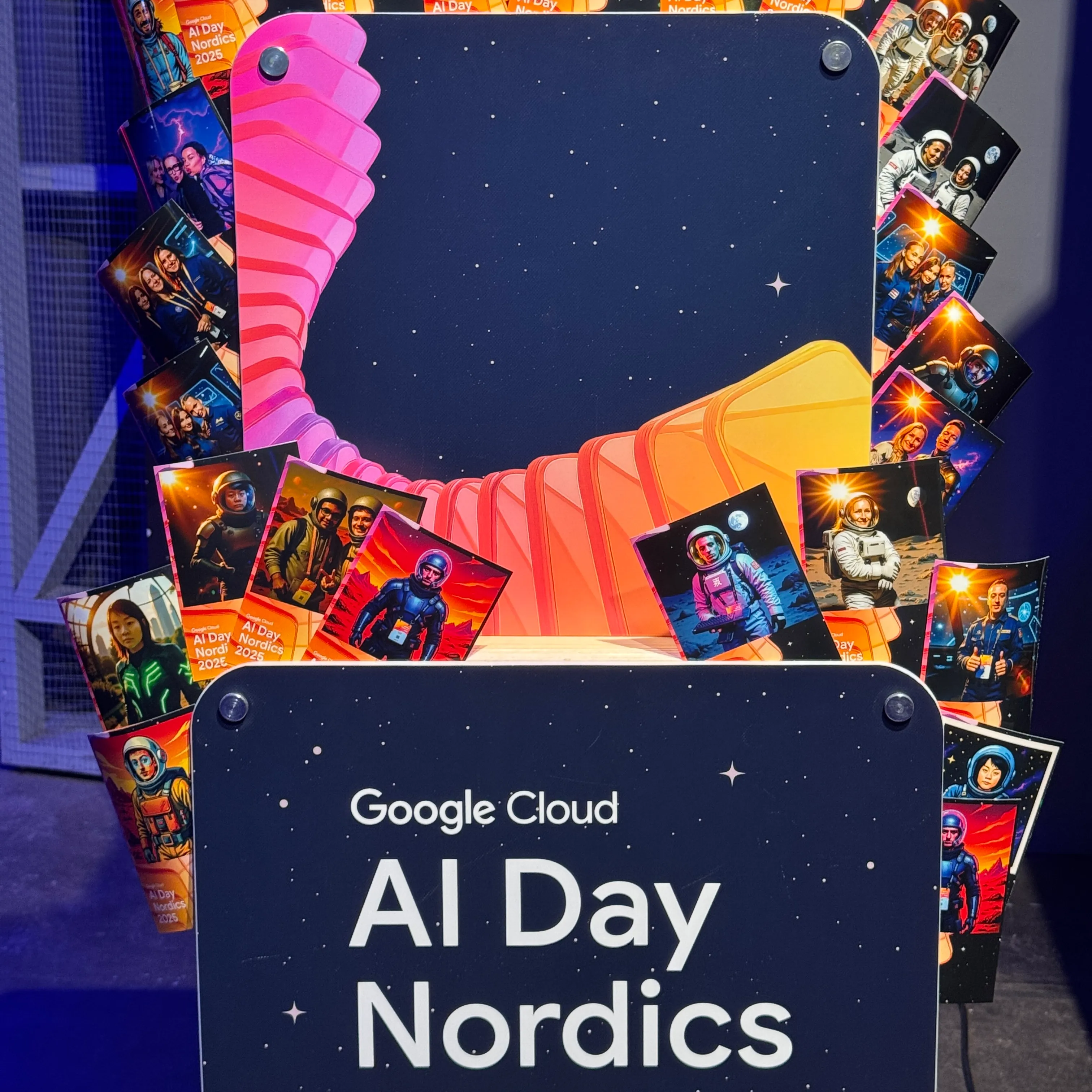 AI Videobooth at Google Cloud AI Day Nordics with printed photos